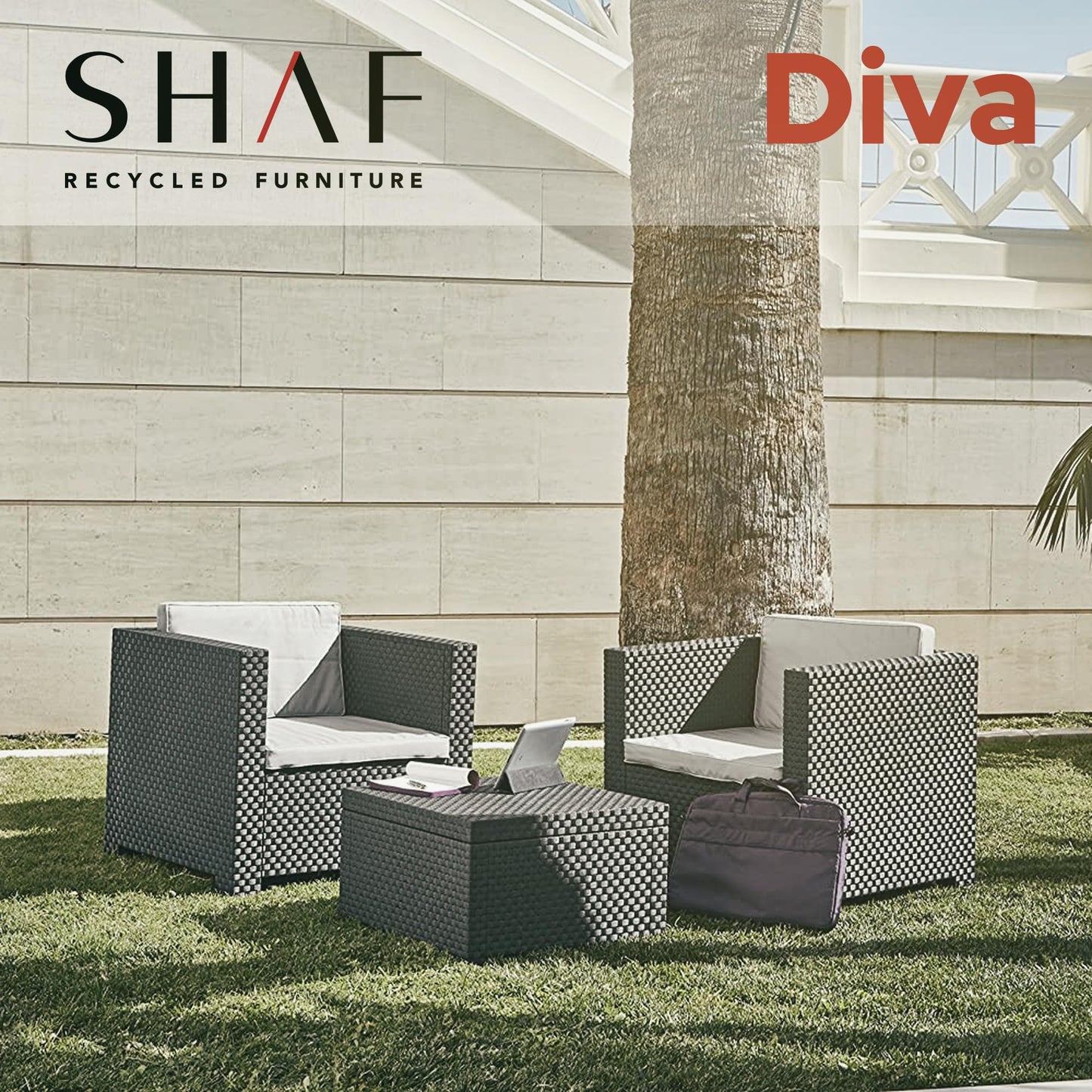 Set Jardín Diva Tete-a-Tete Grafito, Materiales Reciclados