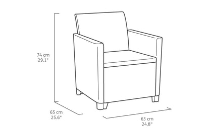 Keter Nora Set Jardín 4 Plazas con Cojines + Mesa Almacenaje 35L, Grafito