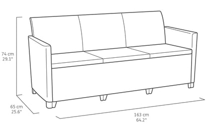 Keter Nora Set Jardín 4 Plazas con Cojines + Mesa Almacenaje 35L, Grafito