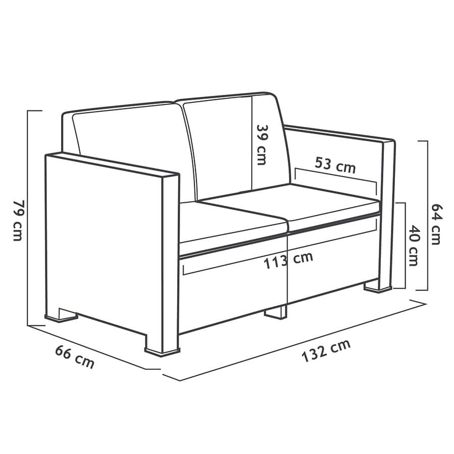 SP Berner Set EVO Confort Grafito: Sofá 2P + 2 Sillones + Mesa, Reciclado