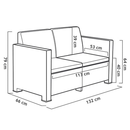 SP Berner Set EVO Confort Grafito: Sofá 2P + 2 Sillones + Mesa, Reciclado