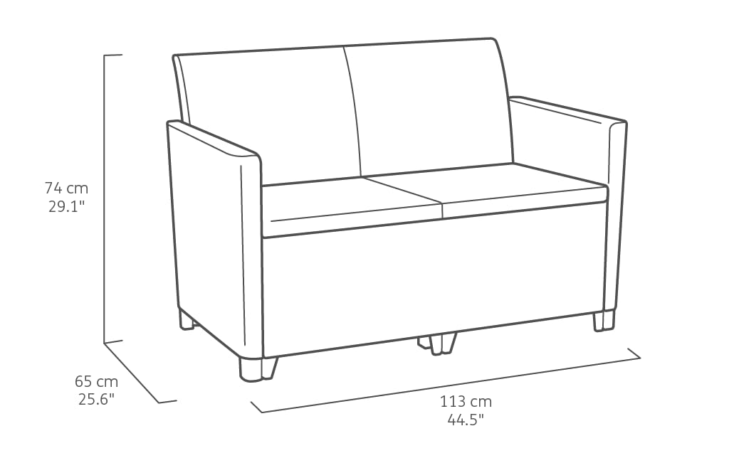 Keter Nora Set Jardín 4 Plazas con Cojines + Mesa Almacenaje 35L, Grafito