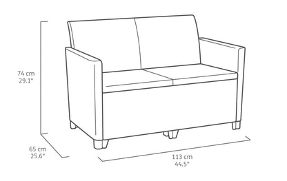 Keter Nora Set Jardín 4 Plazas con Cojines + Mesa Almacenaje 35L, Grafito