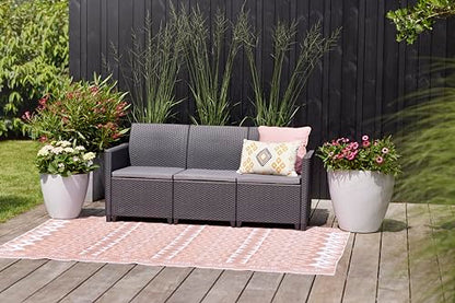 Keter Nora Set Jardín 4 Plazas con Cojines + Mesa Almacenaje 35L, Grafito