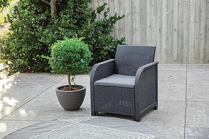 KETER Set Jardín Sanremo: 2 Sillones + Sofá 3 Plazas + Mesa Aux, Resina Ratán
