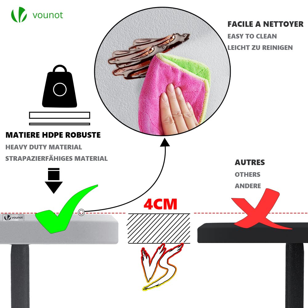 VOUNOT Set Plegable: Mesa 180cm + 2 Bancos, Picnic/Camping, Blanco