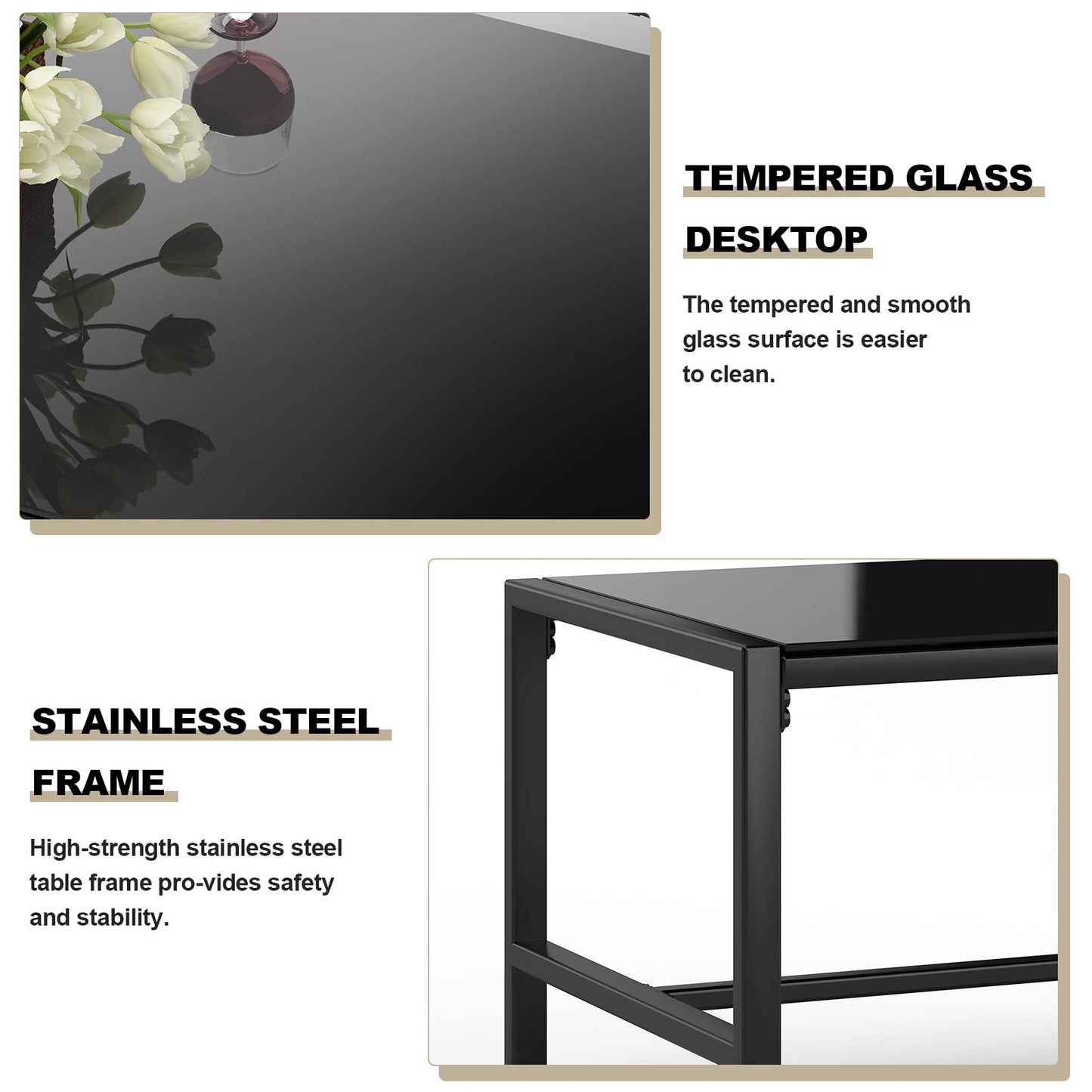 bigzzia Set Ratán 4 Pzas: 2 Sillones + Sofá 2 Plazas + Mesa, Negro