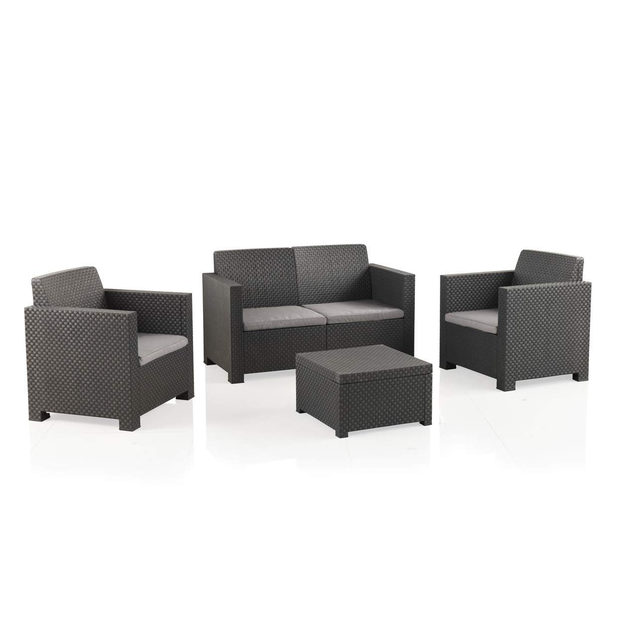SP Berner Set EVO Confort Grafito: Sofá 2P + 2 Sillones + Mesa, Reciclado