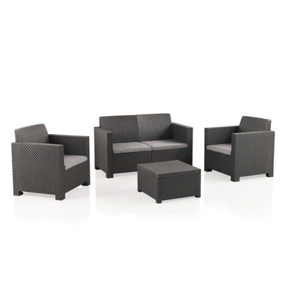 SP Berner Set EVO Confort Grafito: Sofá 2P + 2 Sillones + Mesa, Reciclado