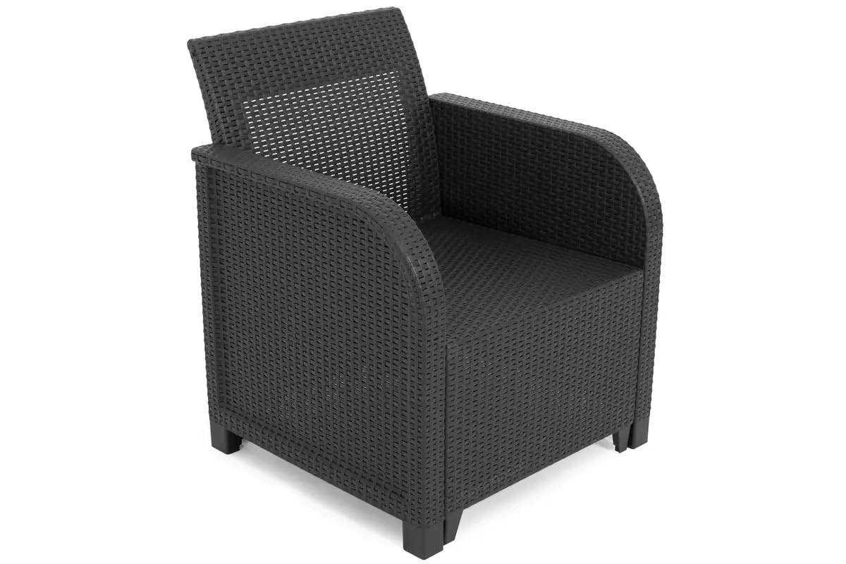 KETER Set Jardín Sanremo: 2 Sillones + Sofá 3 Plazas + Mesa Aux, Resina Ratán