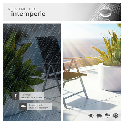 TecTake Set Jardín 9 Pzas Aluminio: Sillas Reclinables + Mesa, Tela Transpirable