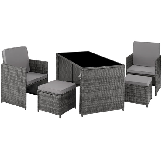 TecTake Set Jardín: 2 Sillones Pleg + Taburete + Mesa Cristal, Abrebotellas