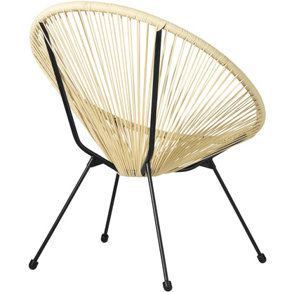 Tectake Set Acapulco Acero: 2 Sillas + Mesa Cristal, Beige, Interior/Exterior