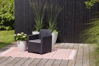 Keter Nora Set Jardín 4 Plazas con Cojines + Mesa Almacenaje 35L, Grafito