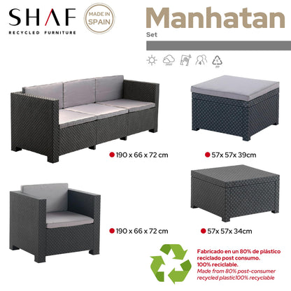 Shaf Manhattan Set Jardín Grafito, Materiales Reciclados, Fabricado España