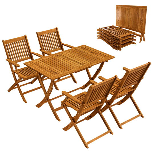 CASARIA Juego Jardín Sydney: Madera Acacia FSC, 5 Pzas Plegable, 120x70cm