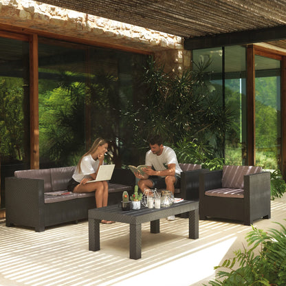 SP Berner Set Diva Tropea Grafito: Sofá 3P + 2 Sillones + Mesa, Reciclado