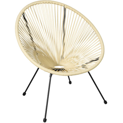 Tectake Set Acapulco Acero: 2 Sillas + Mesa Cristal, Beige, Interior/Exterior