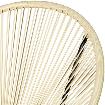 Tectake Set Acapulco Acero: 2 Sillas + Mesa Cristal, Beige, Interior/Exterior