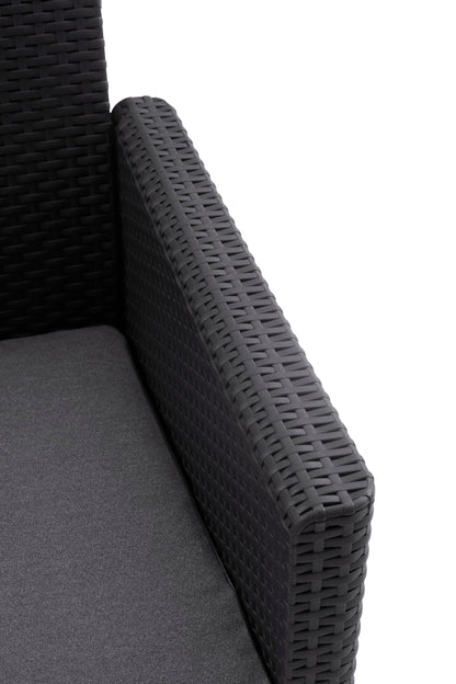 Keter Nora Set Jardín 4 Plazas con Cojines + Mesa Almacenaje 35L, Grafito