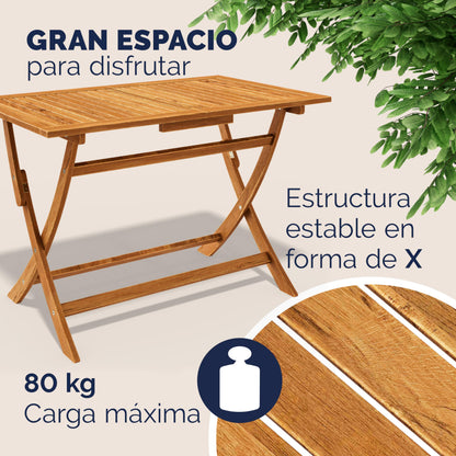 CASARIA Juego Jardín Sydney: Madera Acacia FSC, 5 Pzas Plegable, 120x70cm